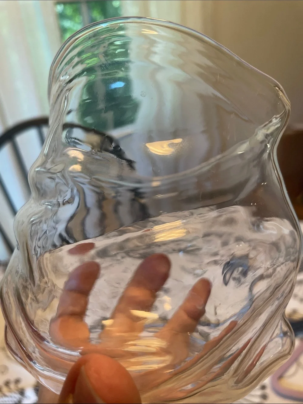 Genuine Fred Clear Glass Unzip Ripple-Textured Hand Blown Bud Bowl or Vase
